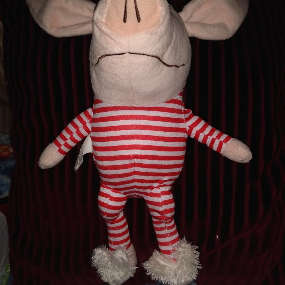 PInk Pig From Classic Media Interactive in red white PJs wearing rabbit slippers